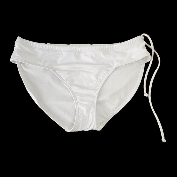 Athleta Side Tie White Lycra Bikini Bottom Size M Wide Banded Adjust Waist NWT - Picture 1 of 8